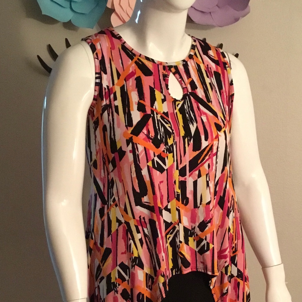 1416  Multicoloredsleeveless High Super Low Top